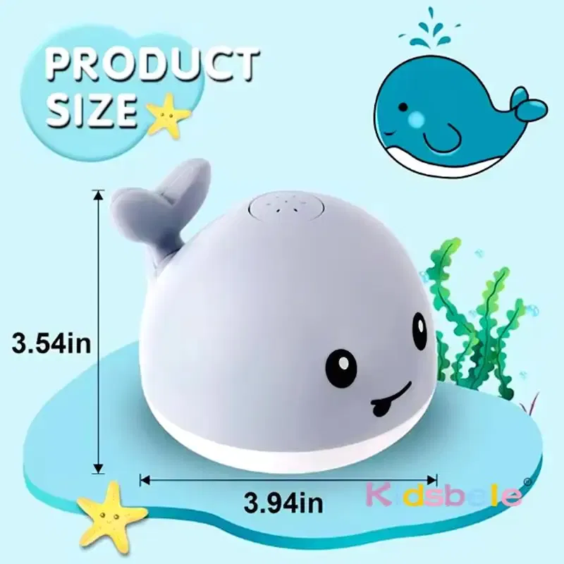 Color: GRAY - Kids Whale Fountain Bath Toys Spray Water Shower Swim Pool Toys Automatic Sprinkler With Colorful Light For Baby 6-36 Months