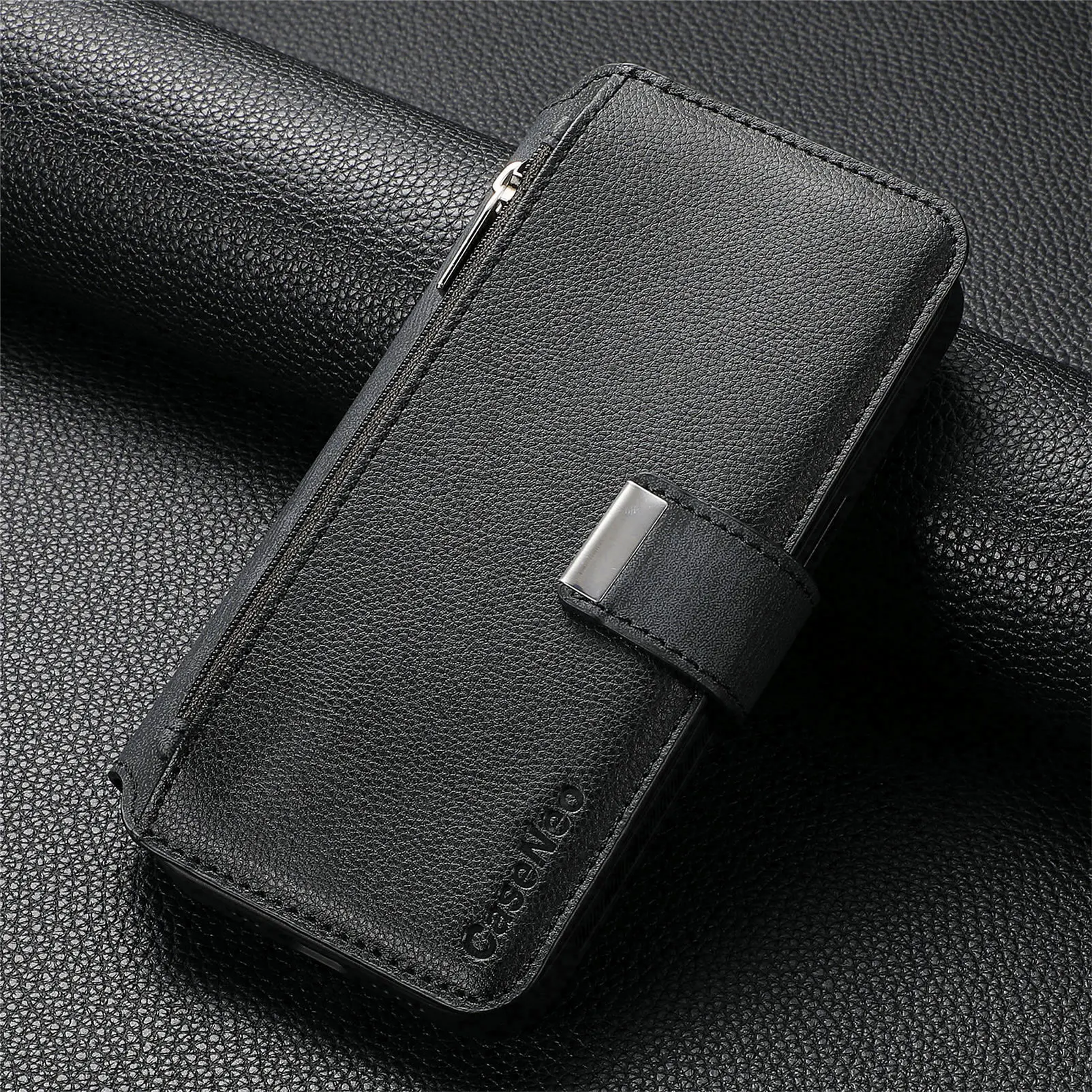 Color: Beige, Material: PVC - With Magsafe Wallet Case For Xiaomi Poco X6 X5 X3 M6 M5S M4 M3 F6 F5 Pro F3 C31 Zipper Leather Multi 6 Card Slot Removable Cover