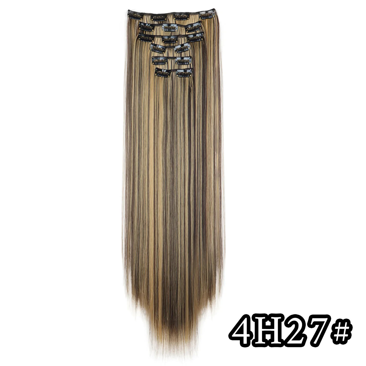 Color: 4/30HL, Stretched Length: 24inches - 24Inch 16 Clips in Hair Extensions Long Straight Hairstyle Synthetic Blonde Black Hairpieces Heat Resistant False Hair Daily Use