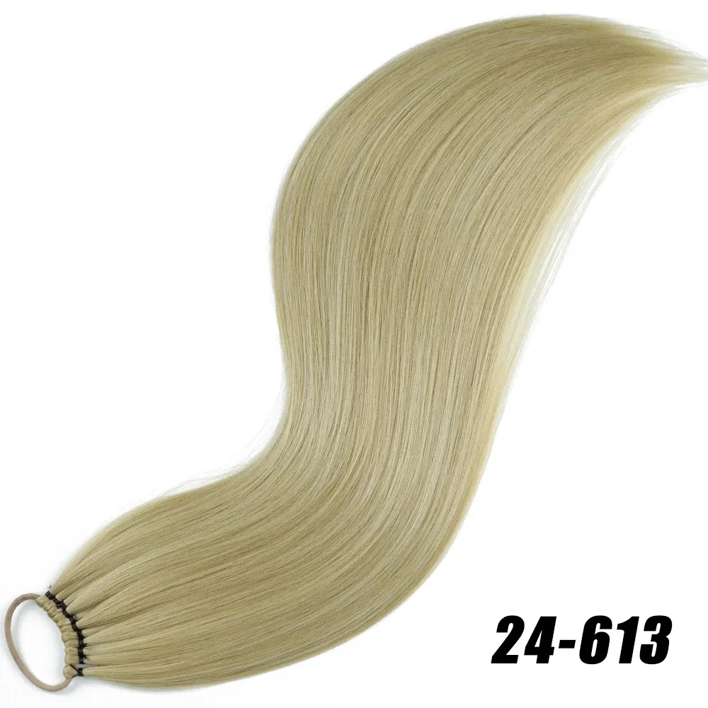 Color: T27/30/4, Ships From: CHINA, Stretched Length: 24inches - Synthetic 24Inch Ponytail Extensions Black Natural Braided Pony Tail Hairpiece Long Straight Rubber Band Hair For Women