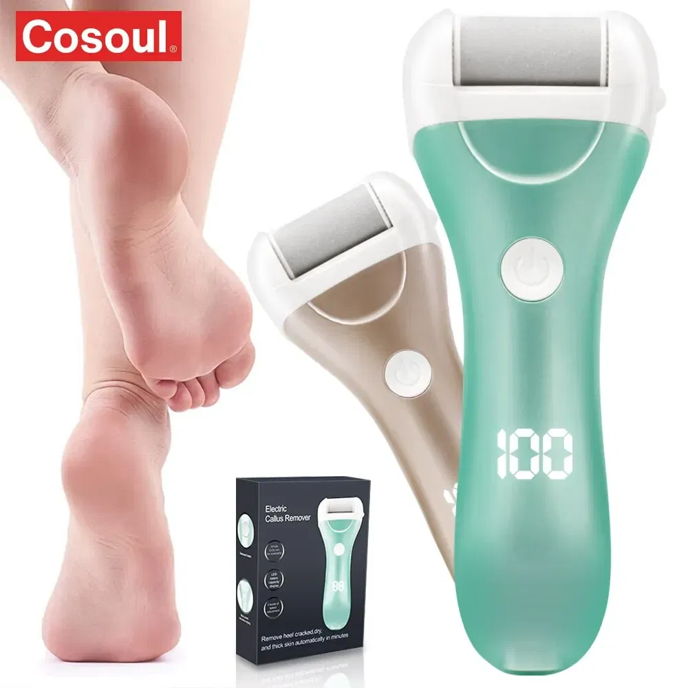 Color: Green - Electric Foot File Pedicure Tools Feet Callus Removers Rechargeable Foot Scrubber Feet Care for Dead, Hard Cracked Dry Skin