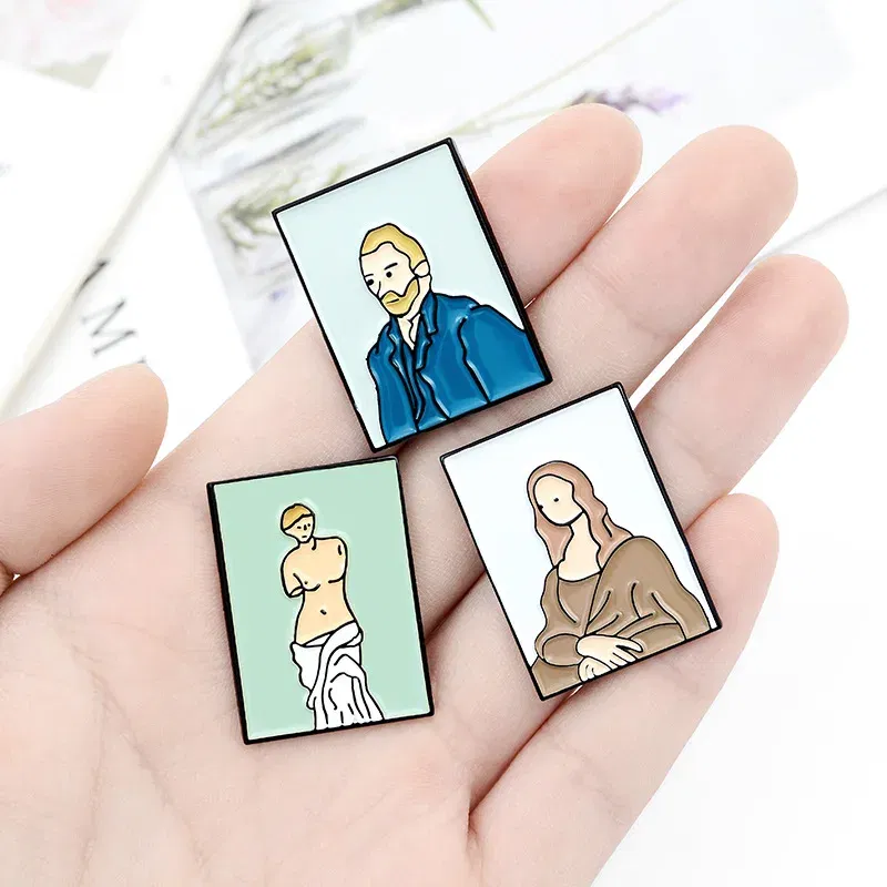 Metal color: Titanium Plated - Van Gogh Oil Painting Brooch Van Gogh Brooch Galaxy Brooch Star Moon Sunflower Brooch Art Brooch Van Gogh Lapel Pin