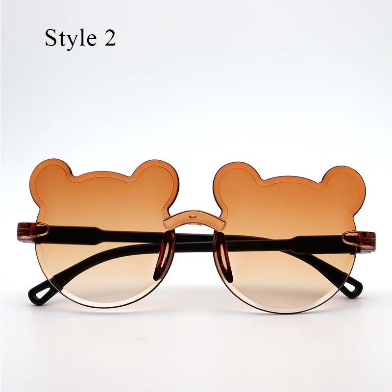 Lenses Color: Red - Hot Sale!Children Cute Cartoon Bear Shape Sunglasses Boy Girls Summer Anti-UV UV400 Rimless Sun Glasses Kids Outdoor Sun Glasses