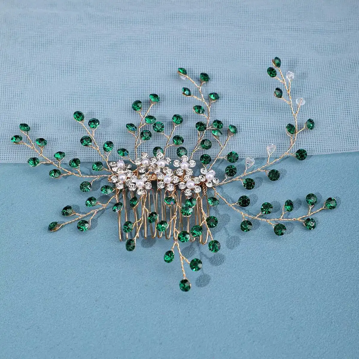 Metal color: SILVER PLATED - Luxury Rhinestone Hair Comb Clip Pin Headband Tiara For Women Party Prom Bridal Wedding Hair Accessories Jewelry Comb Clip Tiara