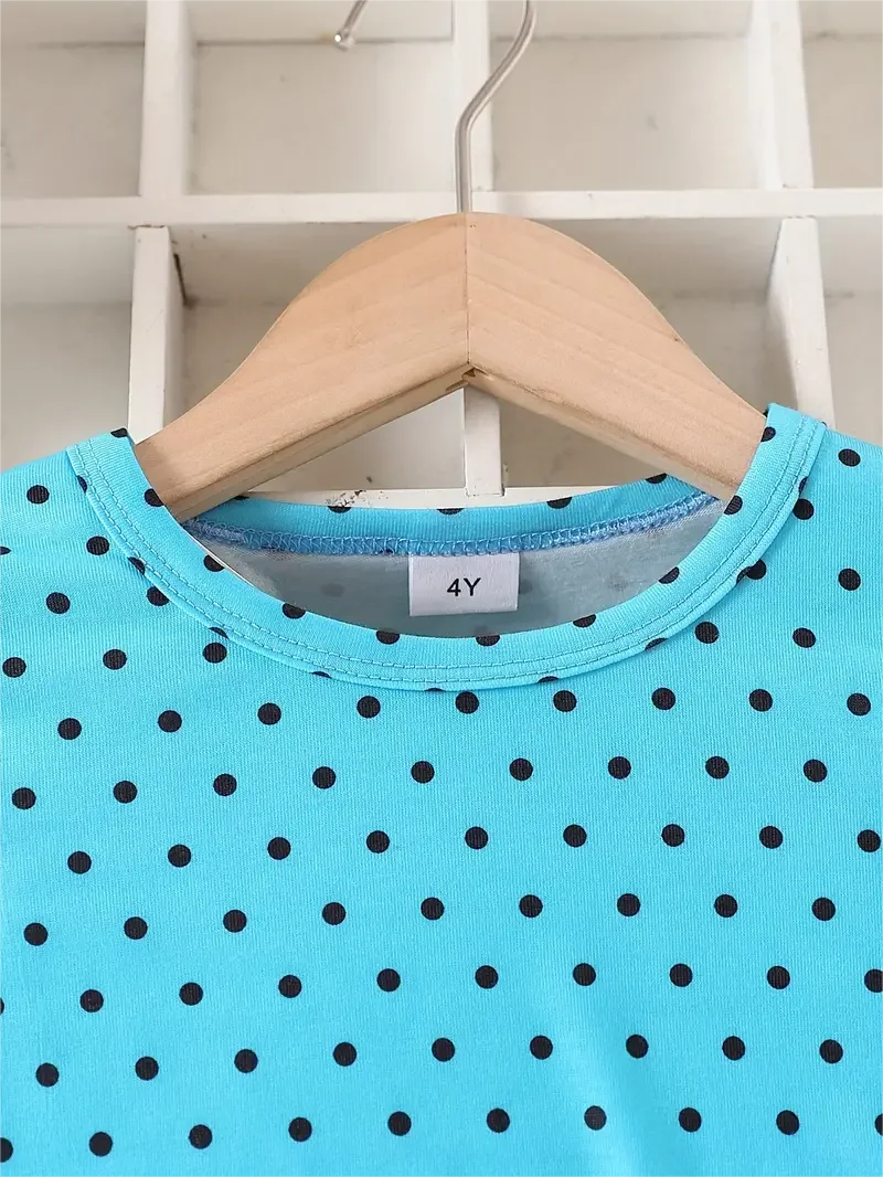 Kid Size: 3T - Dots & Kitty Print Girls Long Sleeve Dress, Spring and Autumn everyday sweet casual dress, parties, gifts