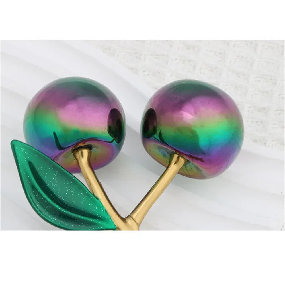 Color: Gold - Fashion Gradient Color Cherry Pendant Summer Fruits Cherries Pendant Keyring For Coach Handbag Shoulder Bags Accessories Gift