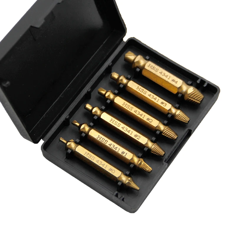 Color: Red - HSS Extractor Double Head Screw Slide Tooth Removal Screwdriver Screwdriver Bit Broken Wire 6pc Tool Set