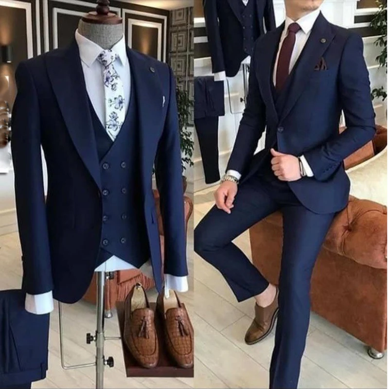 Color: army green, Size: M, Ships From: CHINA - Groom Wear 3 Pieces Gray Men Suits 2021 Slim Fit Peak Lapel One Button Tailor Made Terno Masculino (Jacket+Pants+Vest+Tie?‰