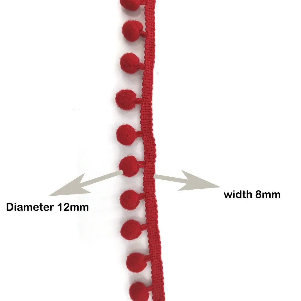 Color: Dark Coffee, Size: M - 1-5yard Pom pom Fringe Lace Ribbon Pompom Trim Ball Fabric DIY Sewing Tassel Lace Kintted Fabric Handmade DIY Craft Accessorie