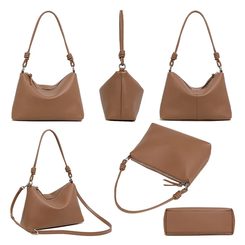 Summer New Women's Solid Color Armpit Tote Handbag Lady Simple Commuting Large Capacity Single Shoulder Crossbody Dumpling Bag