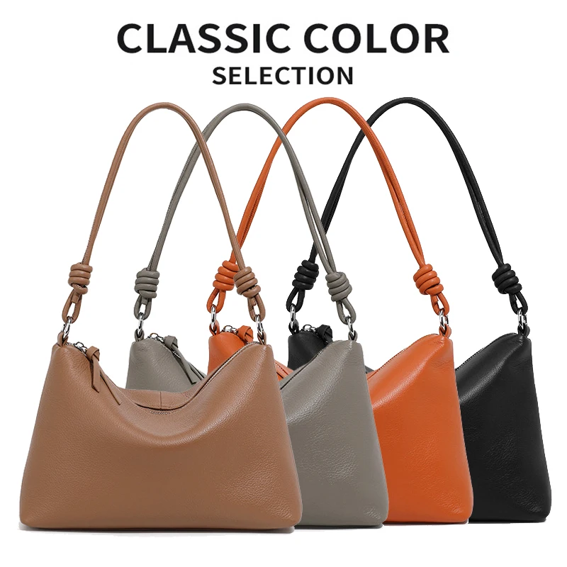 Summer New Women's Solid Color Armpit Tote Handbag Lady Simple Commuting Large Capacity Single Shoulder Crossbody Dumpling Bag