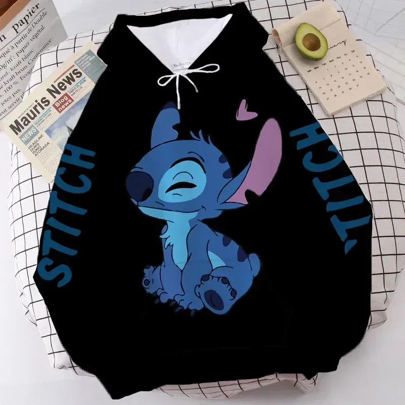 Color: Red, Size: 5T - Disney Hoodie Fashion Stitch Angel Monster Letter Cartoon Sweatshirt Pullover Cute Harajuku Unisex Women's Pocket Top