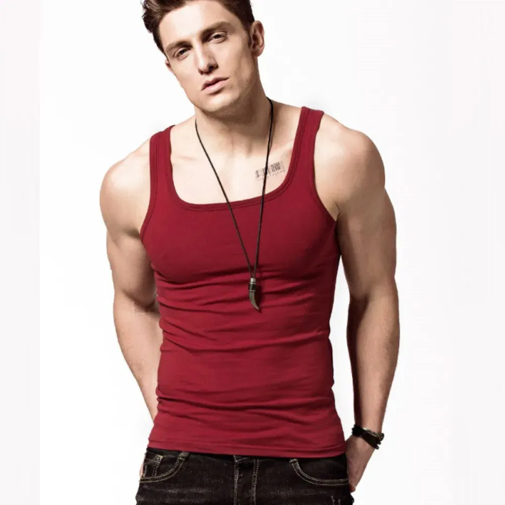 Color: PURPLE, Size: M - 2024 Summer Plus Size Men Clothing Tank Tops Black White Gray Singlets Sleeveless Fitness Men Vest Casual Bodybuilding Vest New