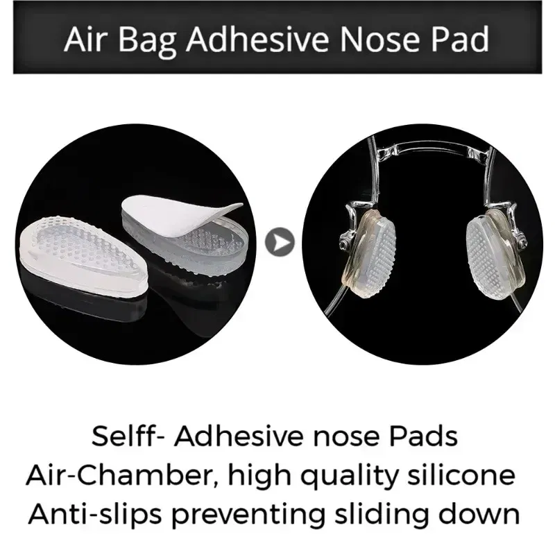 Color: Gold - Silicone Glasses Nose Pads Soft Non Slip Air Cushion Nose Holder Transparent Invisible Self Adhesive Sticker Eyewear Accessories