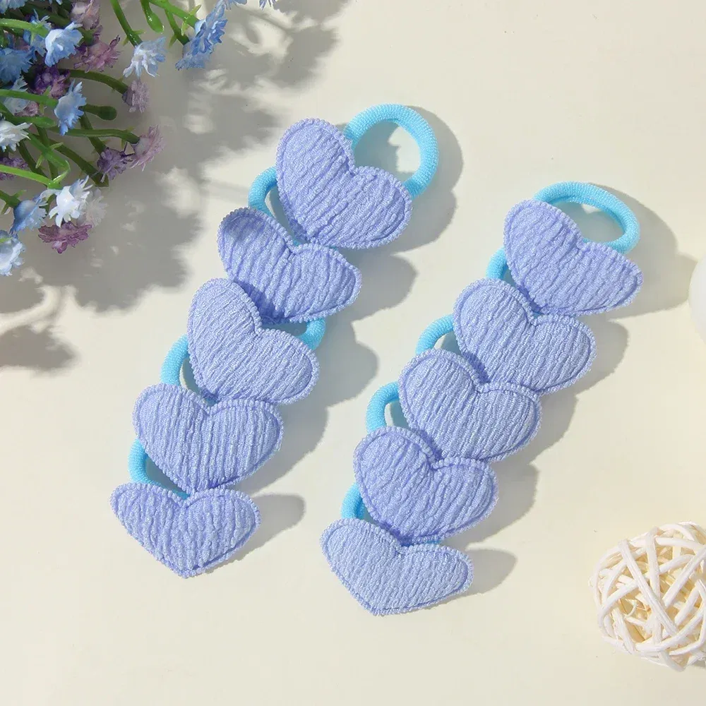 Color: WHITE - 10/30pcs girls star butterflies children's hairband harmless hair cute towels rope ponytail rack children's rubber band headwear