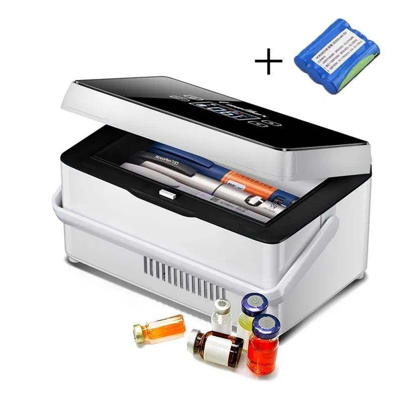 Color: Rose Red, Ships From: CHINA - Portable Small Refrigerator Insulin Medicine 10200Ah Battery Pill Box Medicine USB Rechargeable Car Refrigerated Incubator