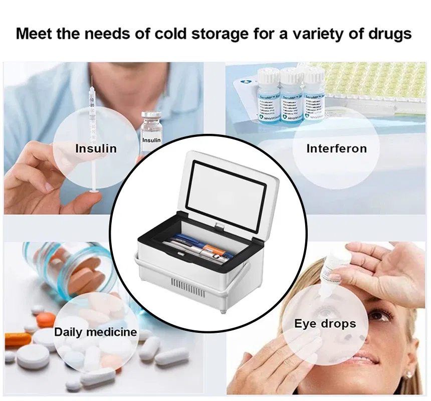 Color: Rose Red, Ships From: CHINA - Portable Small Refrigerator Insulin Medicine 10200Ah Battery Pill Box Medicine USB Rechargeable Car Refrigerated Incubator