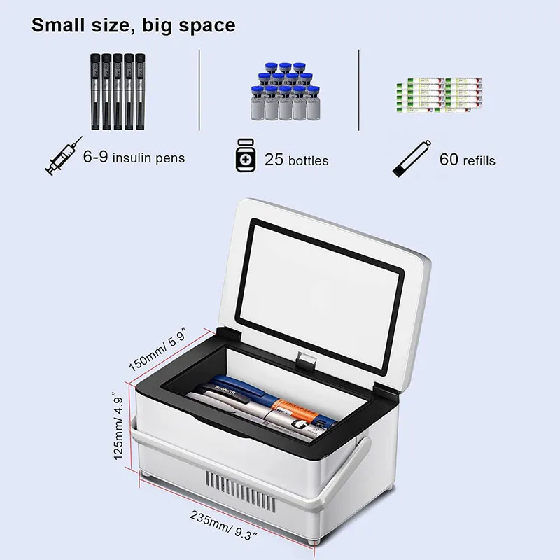 Color: Rose Red, Ships From: CHINA - Portable Small Refrigerator Insulin Medicine 10200Ah Battery Pill Box Medicine USB Rechargeable Car Refrigerated Incubator