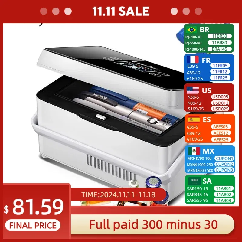Color: Rose Red, Ships From: CHINA - Portable Small Refrigerator Insulin Medicine 10200Ah Battery Pill Box Medicine USB Rechargeable Car Refrigerated Incubator