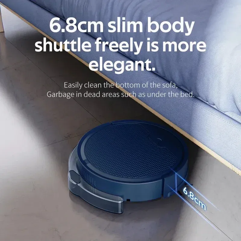 Color: Blue - 2024 New APP remote Control Super Quiet BowAI 3 In 1 Smart Sweeping Robot Home Mini Sweeper Sweeping and Vacuuming For Home Use