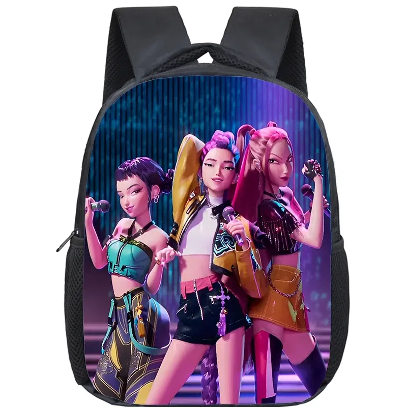 Color: Khaki - KPop Demon Hunters School Bags 12inch Lightweight Children Backpack Girls Boys Orthopedic Kids Book Bags Back To School Mochilas