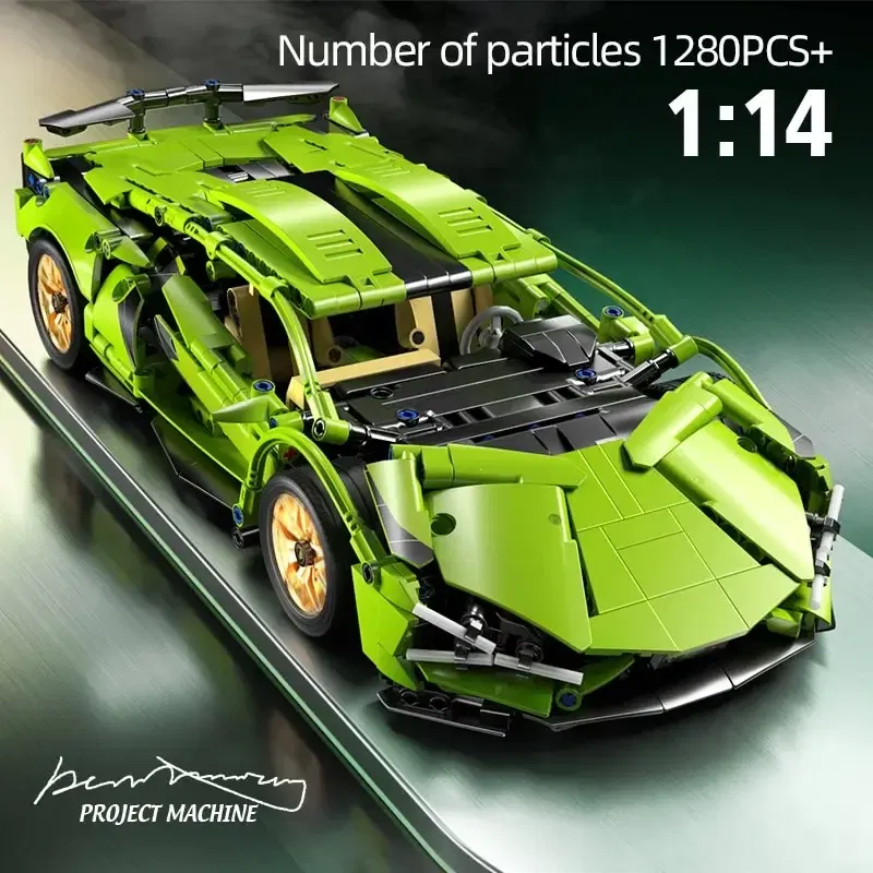Color: Wood - Technical Racing Sport Car 1280PCS Model Building Blocks City Mechanical Speed Vehicle Supercar Brick Puzzle Toys Kid Adult Gift