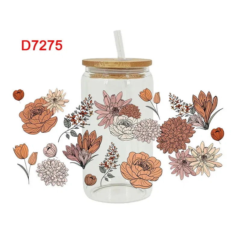 Color: green, Size: 45cm*5m - UV DTF Transfers Stickers, 16oz, Cup Wraps, Plant Flower Printed, DIY Glass Ceramic Metal Leather, Etc. D7270