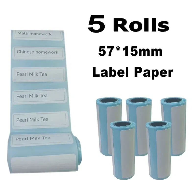 Color: Sky blue - Printer Paper Thermal Paper 58mm Mini Photo Rolls 57*25MM White Color Gift DIY Sticker Label Receipt Bill Self-adhesive Paper