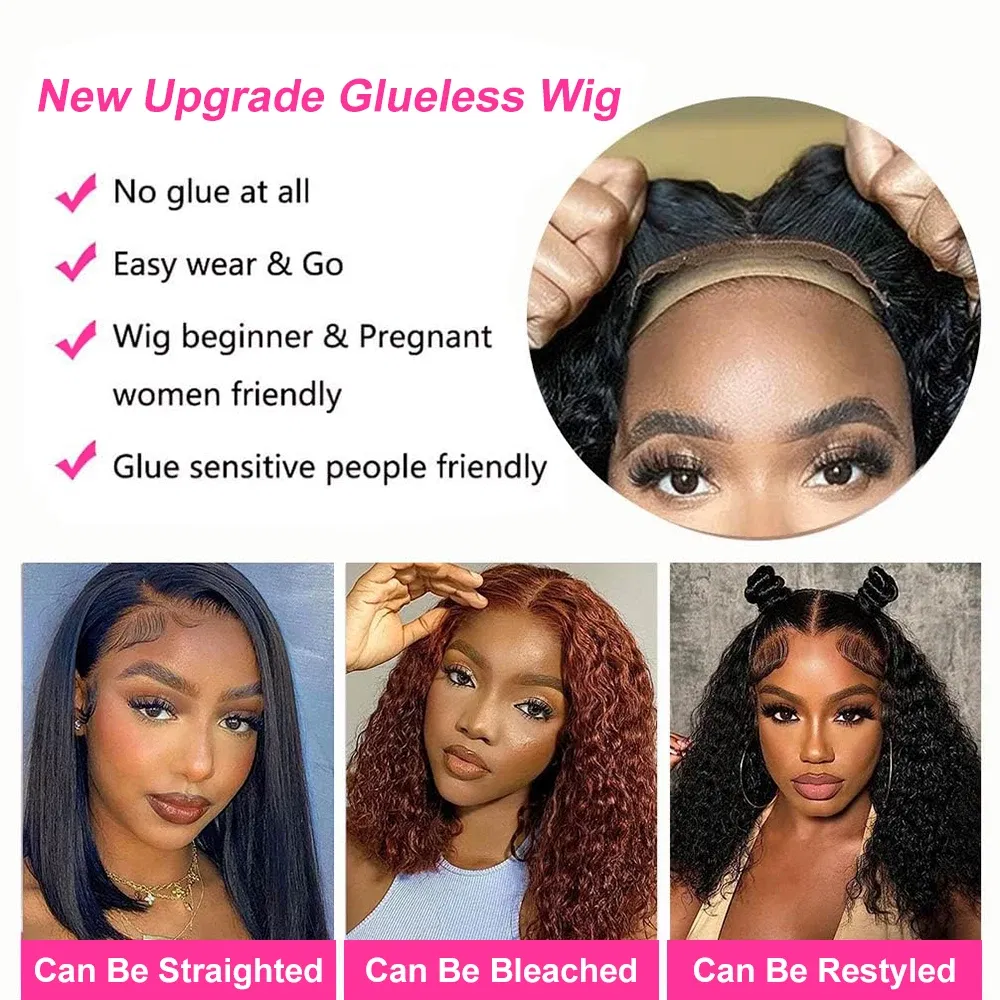 Hair Color: #1, Ships From: United States, Stretched Length: 12INCHES, Density: 150% - Water Wave Bob Wig Glueless Preplucked Human Wigs Ready To Go 13x4 Frontal Brazilian Wigs HD Transparent Lace Wig Deep Curls
