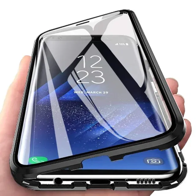Color: black, Bundle: Case & Screen Protector, Material: POLYESTER - 360 Full Protection Metal Magnetic Case For Honor X9b X6 X8A 5G X9 4G X9A 5G Double-Sided Glass Transparent Cover Cases