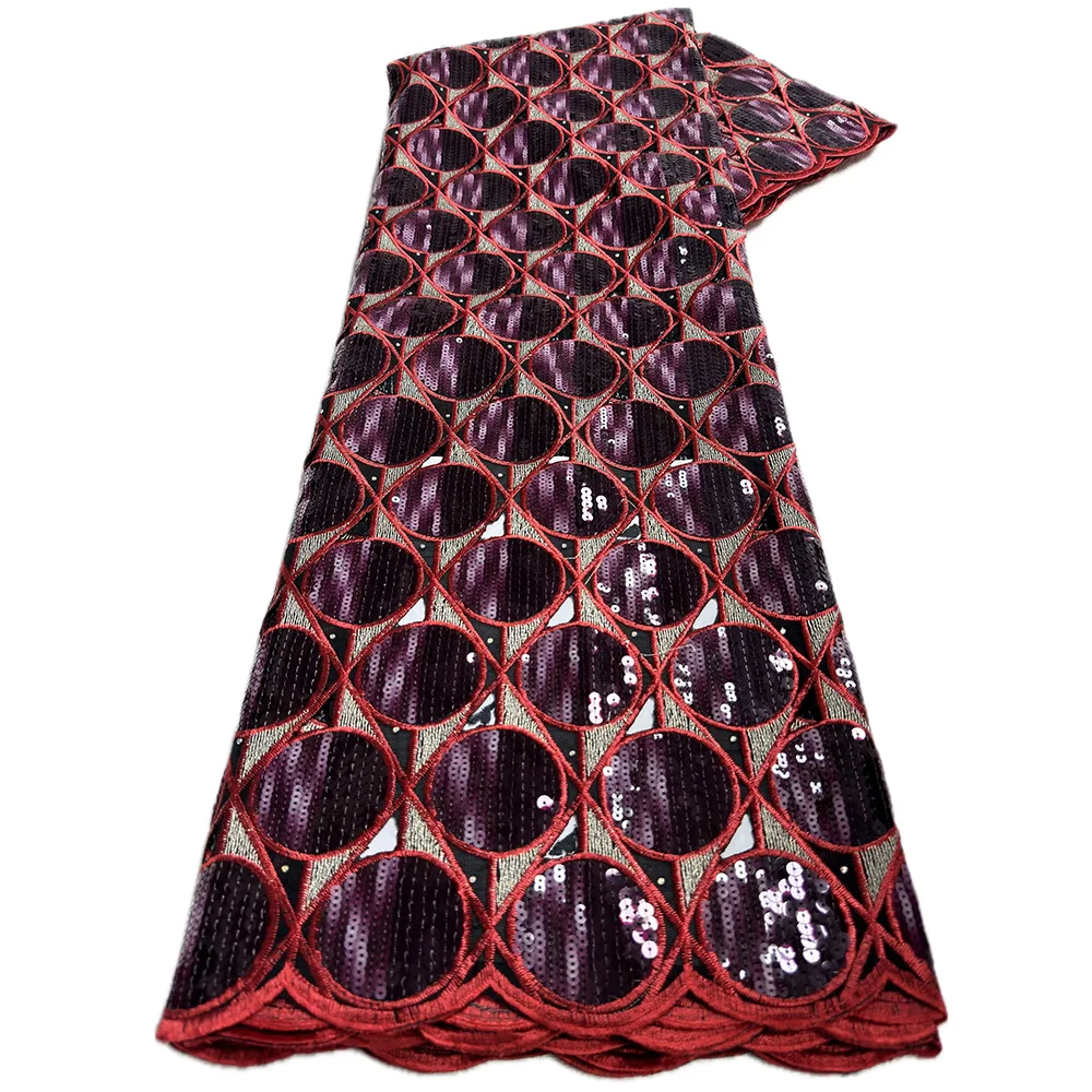 Color: WHITE, Length: 5 yards, Width: 120cm - 5 Yards High grade African Organza Cutout Lace Clean Holed Sequins Voile Fine Textured Nigerian Fabric For Occasions Celebrants