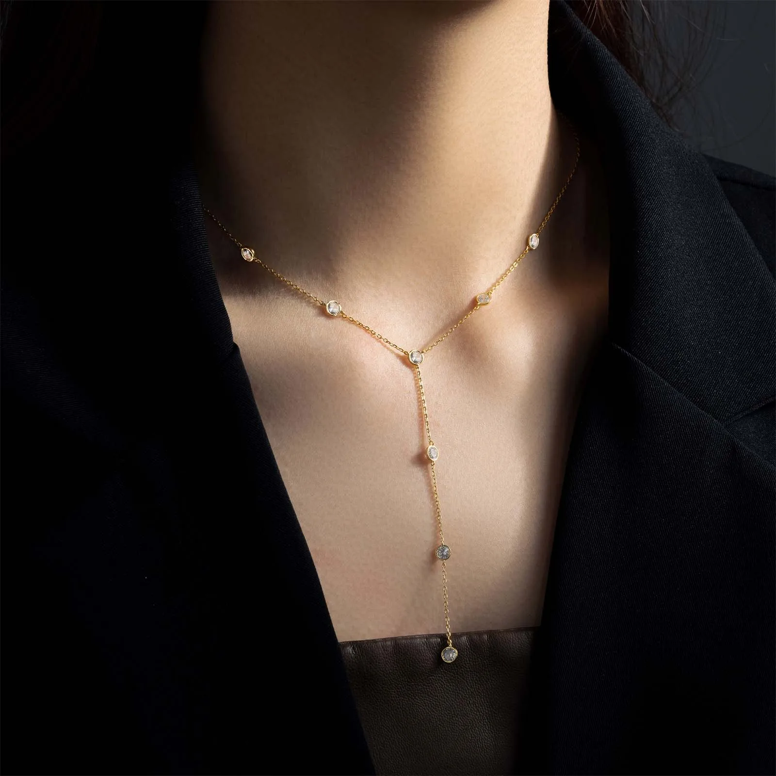 Gem Color: black - VEWANT Cross Y Crystal Pendant Charm Choker Necklace Long Chain 925 Sterling Silver Pendant 2024 Wedding Luxury Gift For Women