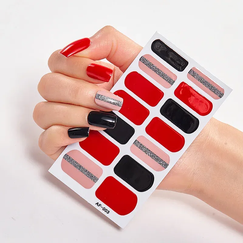 Color: wine red - Solid Colors And Creative Nail Art Decals Plain Stickers Minimalist Design Self Adhesive Designed Nail Tape Nail Strips