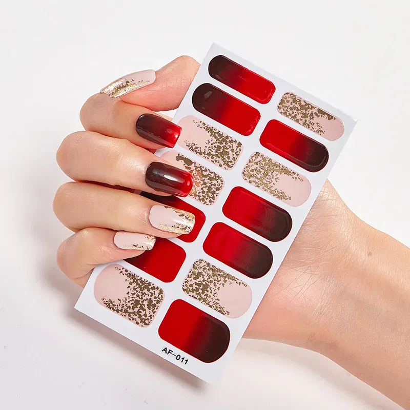 Color: wine red - Solid Colors And Creative Nail Art Decals Plain Stickers Minimalist Design Self Adhesive Designed Nail Tape Nail Strips