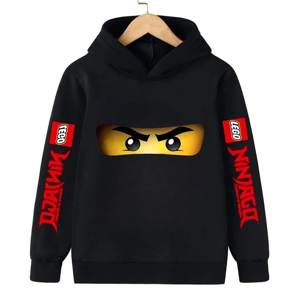 Color: Red, Kid Size: 3M - Lego Phantom Ninja Cartoon Children's Hooded Hoodies Casual Sports Sweatshirt 3-13 Year Old Boy Kid Baby Girls Clothes Pullover