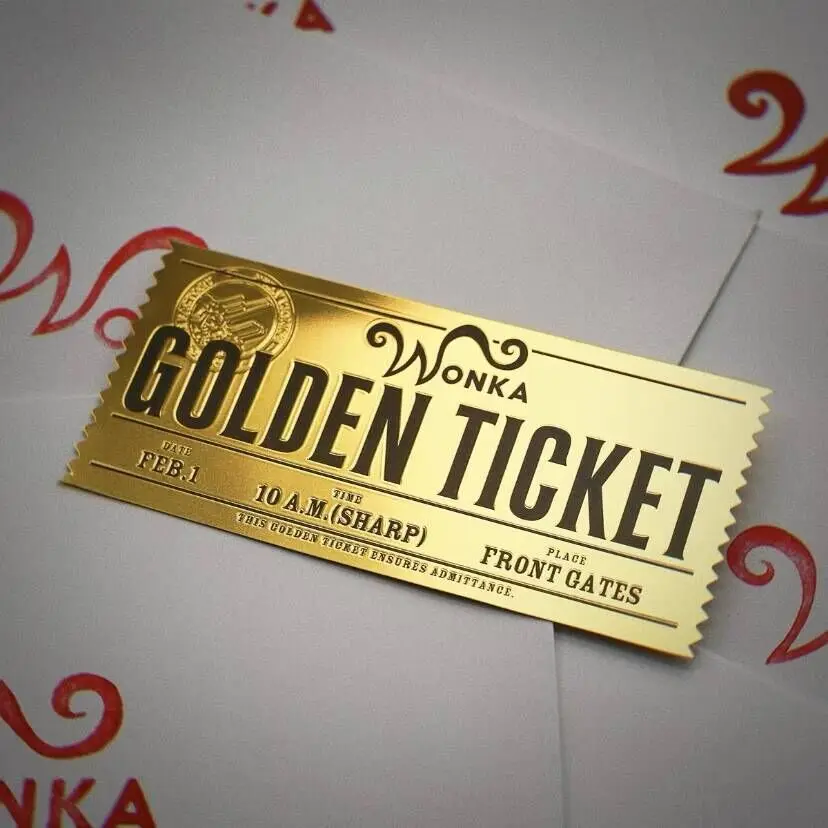 Color: Black - Wonka Charlie Chocolate Golden Ticket Anime Gold Voucher Brooch Pin Badges Metal Pins Bookmark Collection Valentine's Day Gift