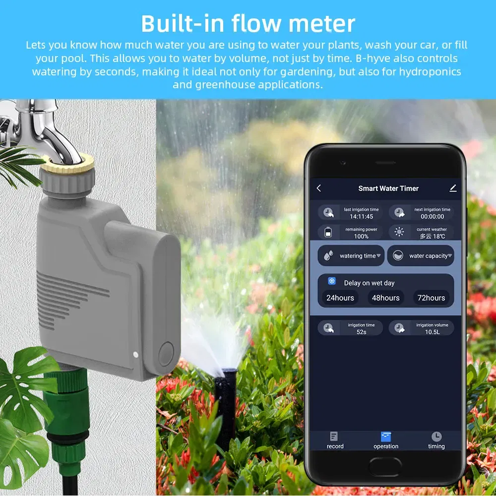 Color: grey - Tuya Zigbee Garden Watering Timer Smart Sprinkler Drip Irrigation System Built-in Water Flow Recorder With Soil Tester Gateway