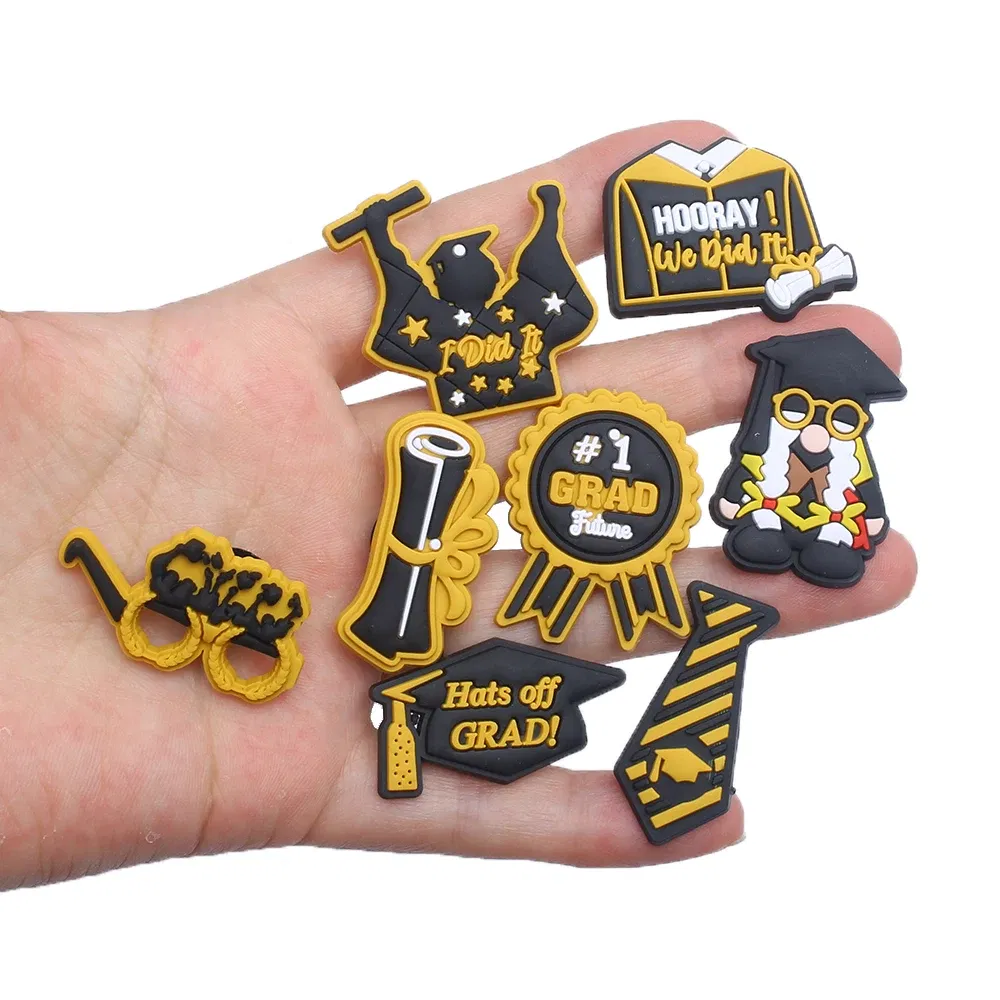 Color: Blue, Ships From: CHINA - Original 1pcs Graduation season Anime Shoe Buckle Charms Funny Cartoon Character for Clogs Accessories Kids Xmas Birthday Gifts