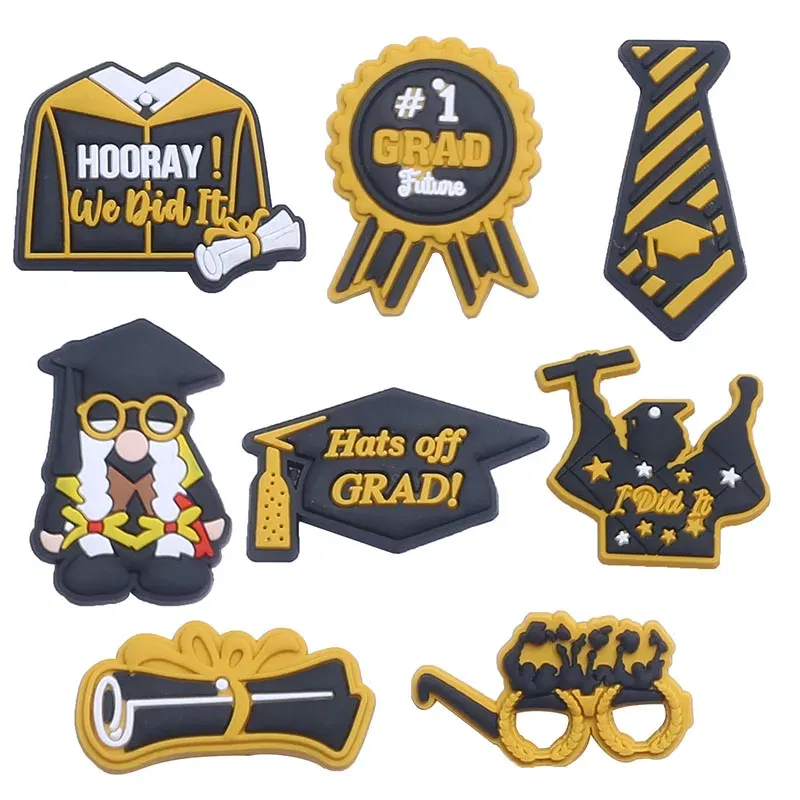Color: Blue, Ships From: CHINA - Original 1pcs Graduation season Anime Shoe Buckle Charms Funny Cartoon Character for Clogs Accessories Kids Xmas Birthday Gifts