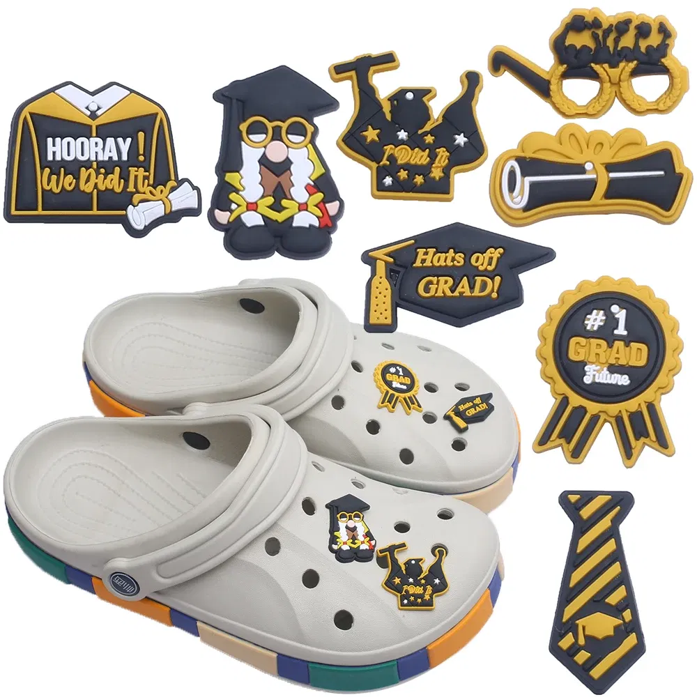 Color: Blue, Ships From: CHINA - Original 1pcs Graduation season Anime Shoe Buckle Charms Funny Cartoon Character for Clogs Accessories Kids Xmas Birthday Gifts