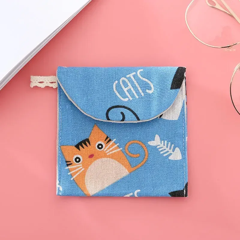 Color: Red - Portable Women Cosmetic Organizer Sanitary Napkin Storage Bag Girls Ladies Cute Coin Card Sanitary Pad Pouch Small Cosmetic Bag
