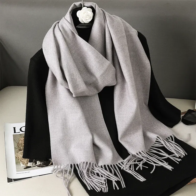 Color: Mint - New 62 Color Winter Scarf For Women Long Warm Cashmere Scarves Hijab Solid Lady Shawl Wrap Female Pashmina Bandana Head Scarfs