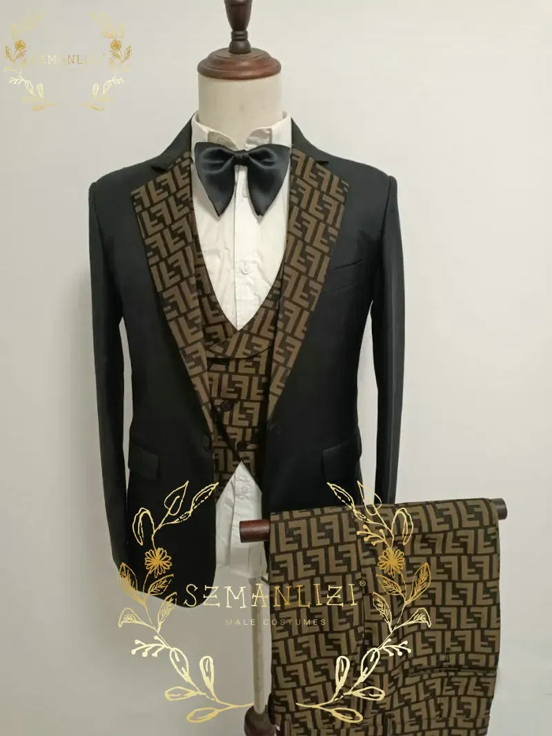 Color: Red, Size: One Size - SZMANLIZI 2022 Latest Designs Black Floral Party Blazer Men Suits Costume Homme Groom Tuxedos Wedding Terno Masculino 3 Pieces