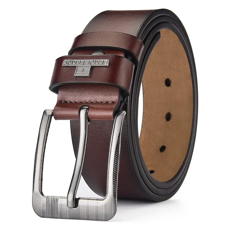 Color: light brown, Belt Length: 120cm - 【LEON?‡S?‘ Buckle Leather Casual Jeans Belt Men High Quality Retro Luxury Male Strap Cintos 3 Colors 2023 NEW
