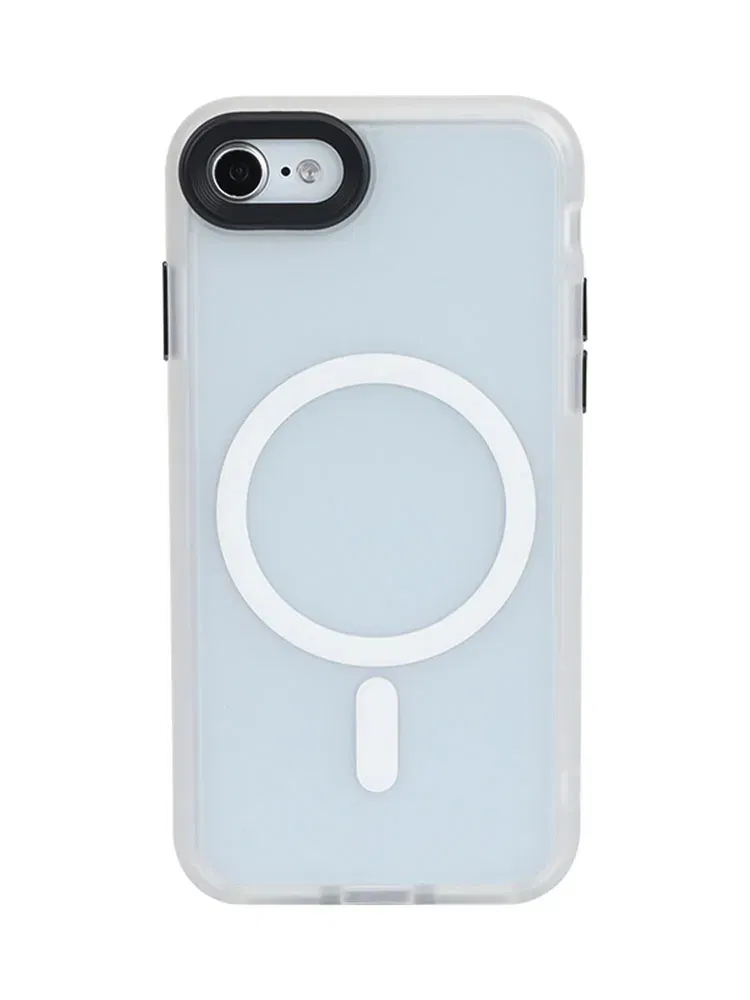 Color: WHITE, Material: Denim - Magnetic Luxury Matte Translucent Armor Shockproof Case For iPhone 7 8 SE2 SE3 7Plus 8Plus For Magsafe Wireless Charge Cover
