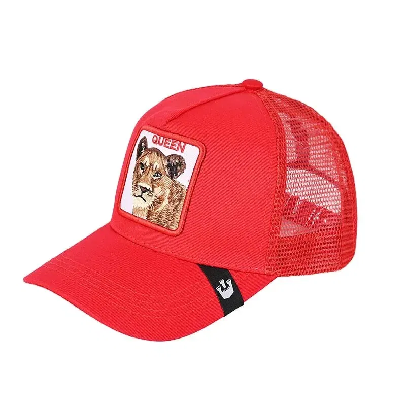 Color: Khaki - Baseball Caps Men Women Snapback Hip Hop Cap With Fashion Animals Embroidery Summer Breathable Mesh Trucker Caps Streetwear Bone