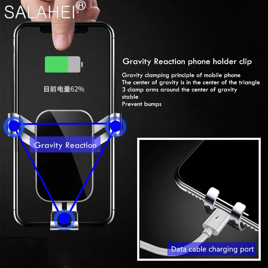 Color Name: Black - Car Mobile Phone Holder For Porsche Macan Air Vent Mount Smartphone Stand Cellphone Stable Cradle Auto Navigation Accessories