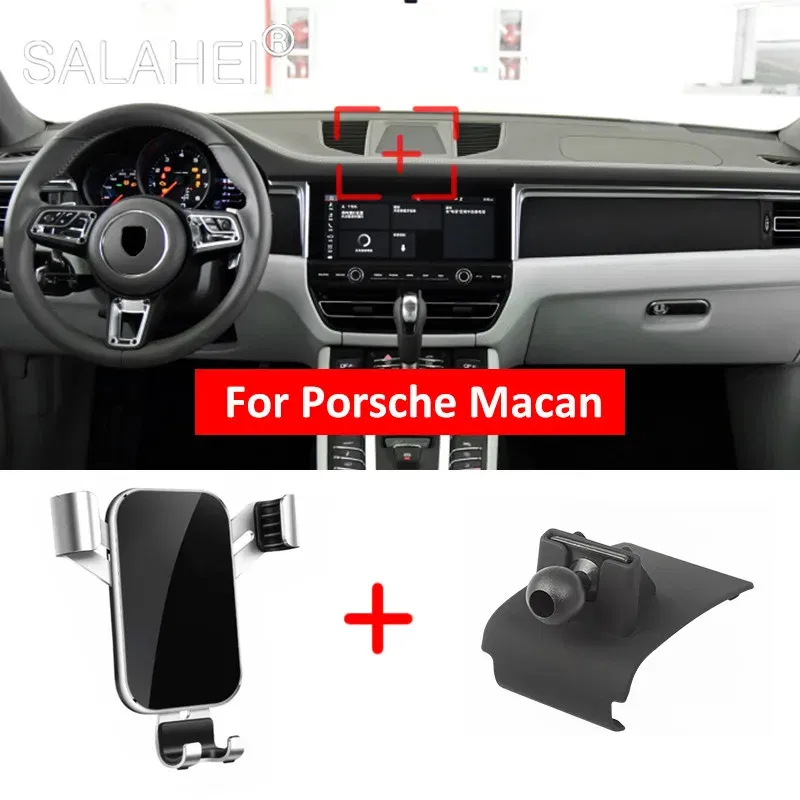 Color Name: Black - Car Mobile Phone Holder For Porsche Macan Air Vent Mount Smartphone Stand Cellphone Stable Cradle Auto Navigation Accessories