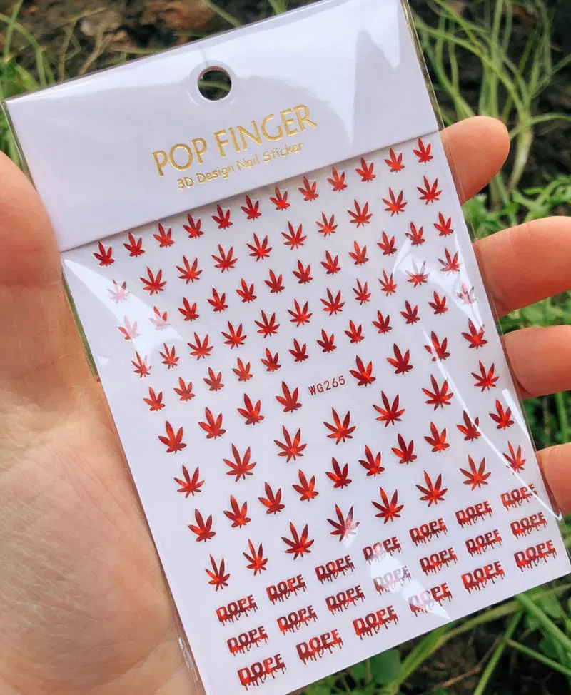 Color: PURPLE - 1PCS New English Alphabet Nail Stickers Multi-Color Laser Reflective Nail Slider Art Cool Text Nail Kit