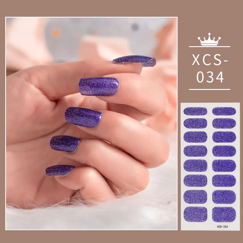 Color: Rust Red - 1pc Nail Art Sticker Laser Shiny Sequins Polish Wraps Double Ended Adhesive Strips Fashion Stickers Manicure Decor